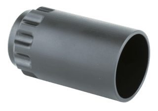 This Taper Mount blast mount shield from Griffin Armament is effective for short barrel rifles, directing the concussion forward and down-range.